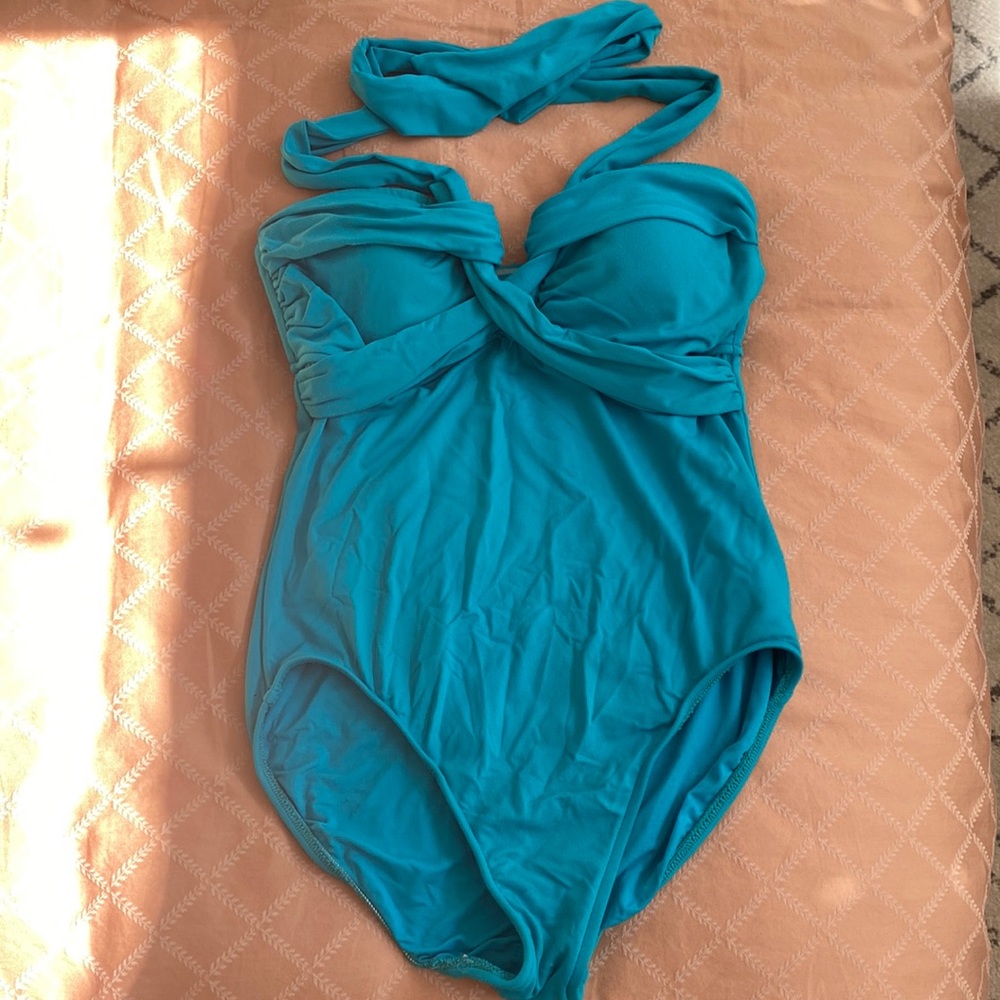 turquoise halter swimsuit